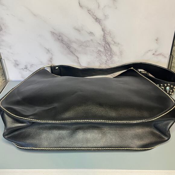 Steve Madden Black Hobo Shoulder Bag – Embellished Rhinestone Shoulder Strap - Picture 9 of 11